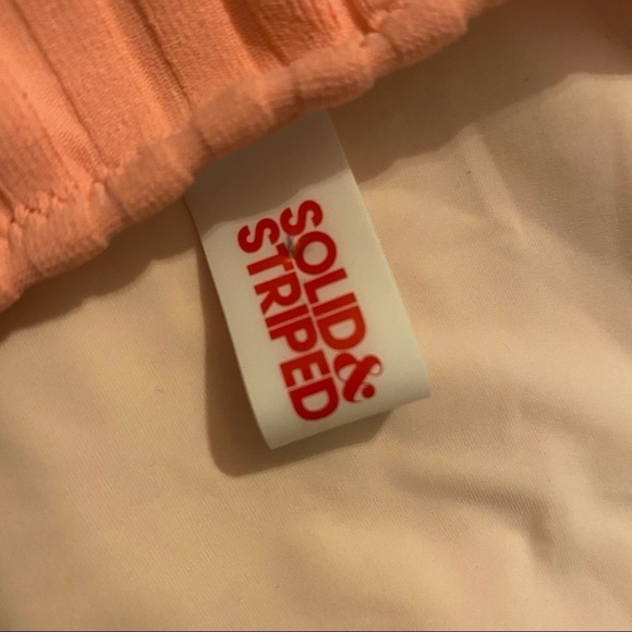 Solid & Striped Halter Ribbed Orange One Piece swim bathing suit - Picture 2 of 3